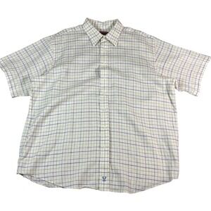 Rochester Mens 2X Plaid Button Down Shirt Short Sleeve Multicolor Embroidered